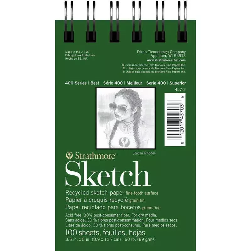 400-series-sketch-pad-recycled-side-wire-binding-100-sheet-3-5x5-i 400 Series Sketch Pad, Recycled, Side Wire Binding, 100 Sheet, 3.5x5 i