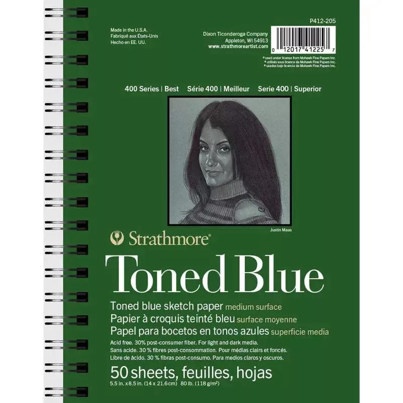 400-series-sketch-pad-recycled-toned-blue-side-wire-binding-50-she 400 Series Sketch Pad, Recycled, Toned Blue, Side Wire Binding, 50 She