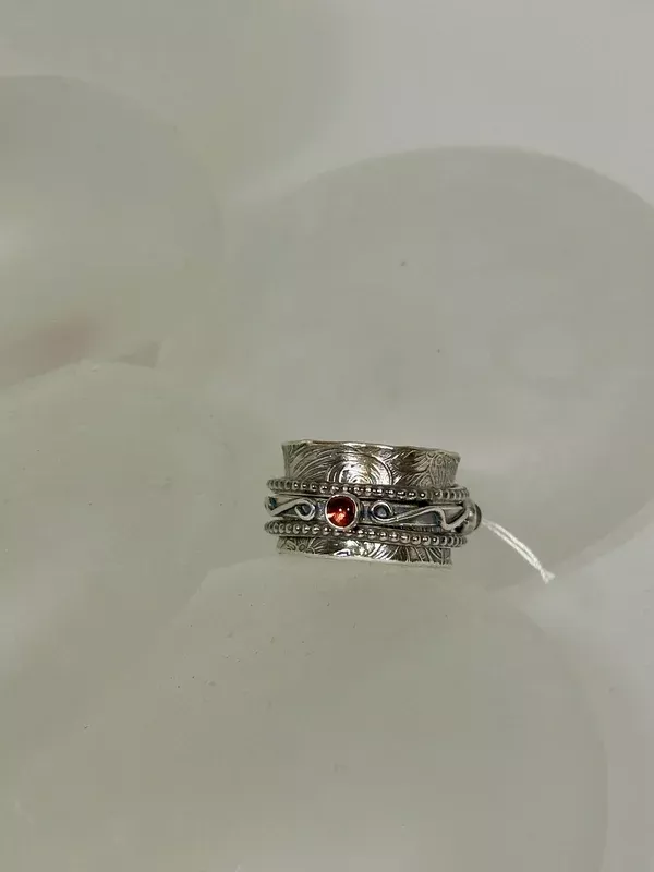 925-harmony-bead-twiddle-ring-w-iolite-garnet-citrine-br342 .925 HARMONY BEAD TWIDDLE RING W/IOLITE, GARNET AND CITRINE BR342