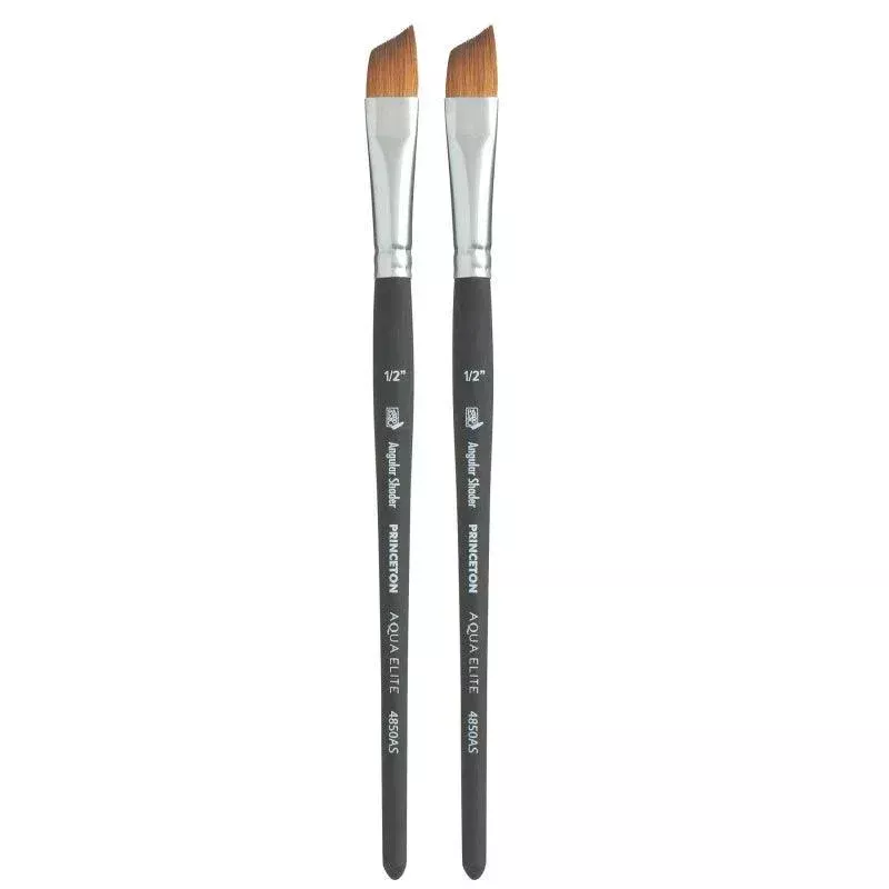 Aqua Elite Angle Shader Brush, Synthetic Bristles, Short Handle Waterc
