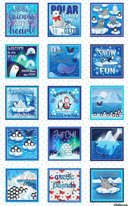 benartex-fabrics-arctic-friends-animal-blocks-snow-white-24-x-44-panel Benartex Fabrics Arctic Friends - Animal Blocks - Snow White - 24" x 44" PANEL