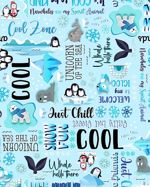 benartex-fabrics-arctic-friends-cool-words-cloud-blue Benartex Fabrics Arctic Friends - Cool Words - Cloud Blue
