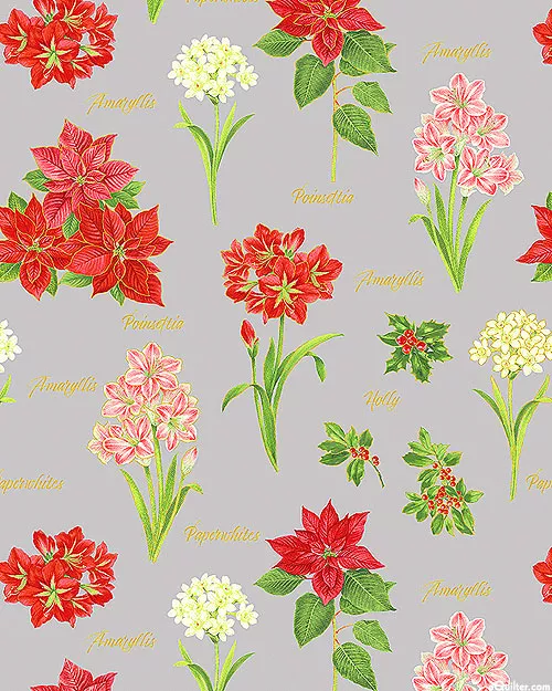 benartex-fabrics-botanical-season-winter-gardens-ash-gray-gold Benartex Fabrics A Botanical Season - Winter Gardens - Ash Gray/Gold