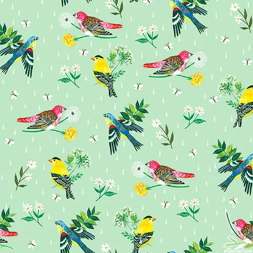 benartex-fabrics-wildflower-heart-morning-birdsong-pistachio-green Benartex Fabrics A Wildflower Heart - Morning Birdsong - Pistachio Green