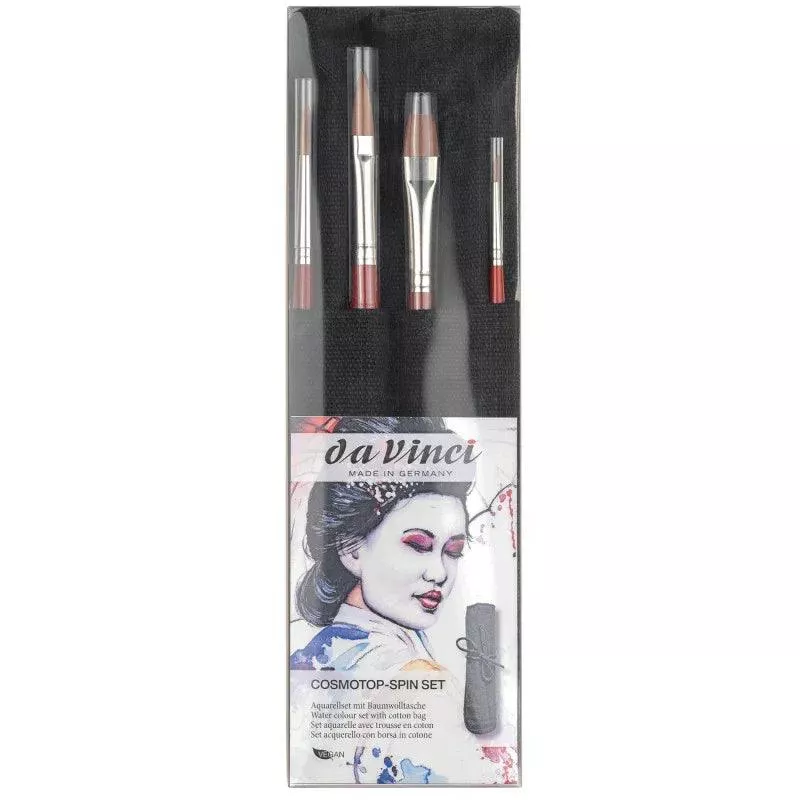 COSMOTOP-SPIN Watercolor Brushes, Synthetic, Assorted, 4 Brush Set in