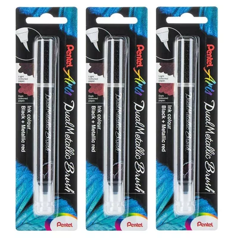 dualmetallic-brush-black-metallic-red-ink-pack-3 DualMetallic Brush, Black/Metallic Red Ink, Pack of 3
