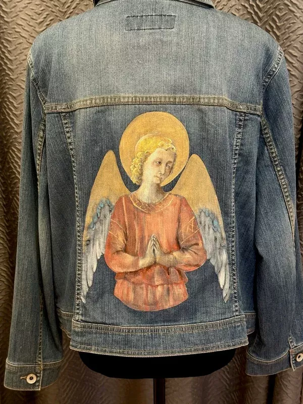 "FRA ANGELICO 1" HAND PAINTED JEAN JACKET FM7