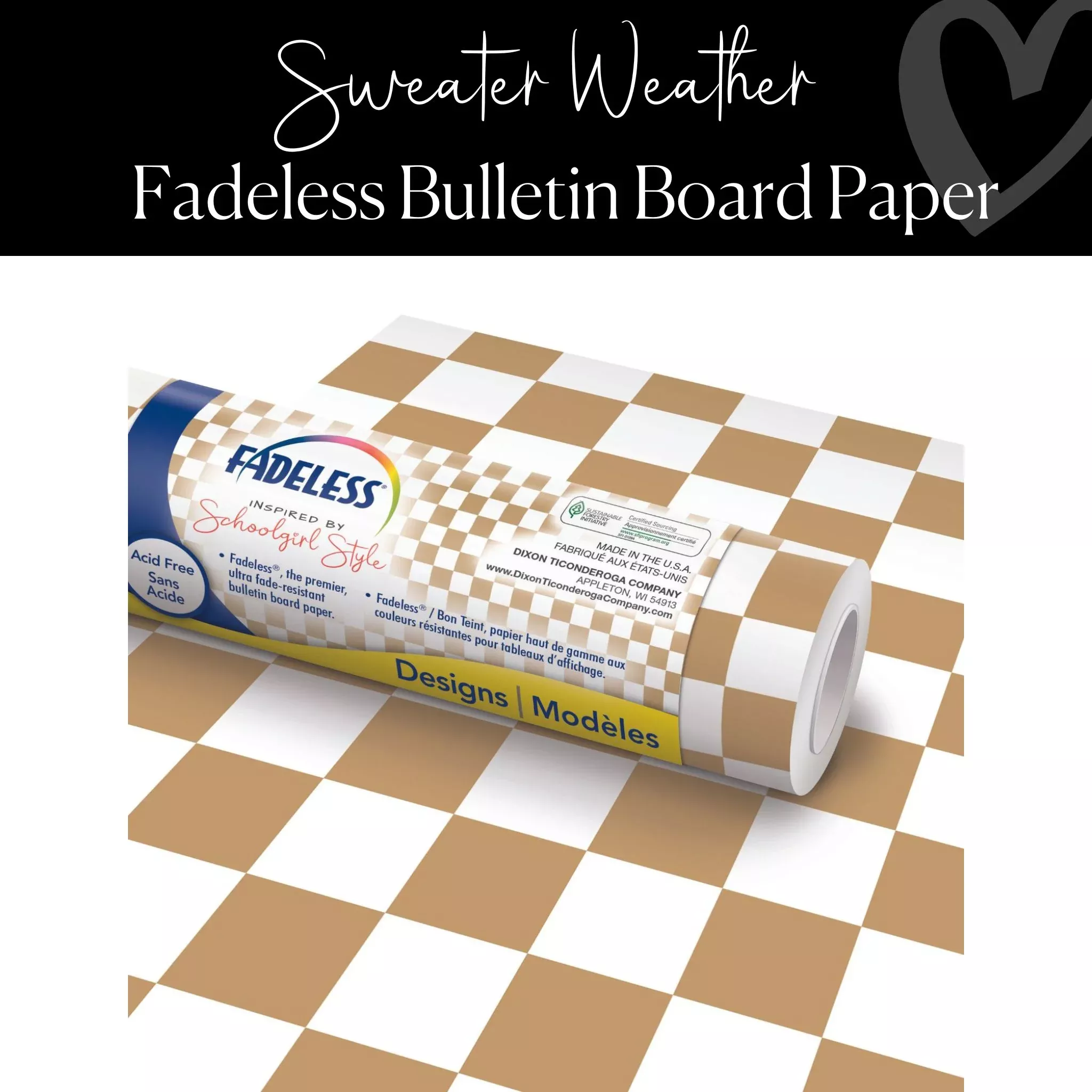sweater-weather-tan-checkerboard-bulletin-board-paper 'Sweater Weather' Tan Checkerboard Bulletin Board Paper