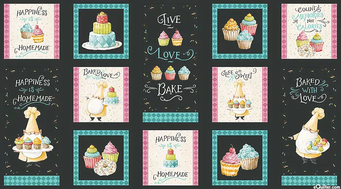 Wilmington Prints Sweet Little Pleasures - Sweet Treats - Black - 24" X 44" PANEL