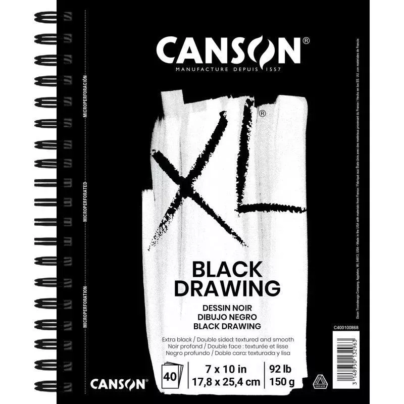 XL Series Drawing Pad, Black, Side Wire Binding, 10 Sheet, 7x10 inch,